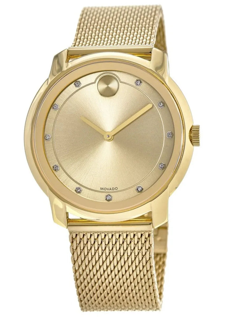 Movado Bold Diamonds Gold Dial Gold Mesh Bracelet Watch For Men - 3600460 Buy Now By Movado