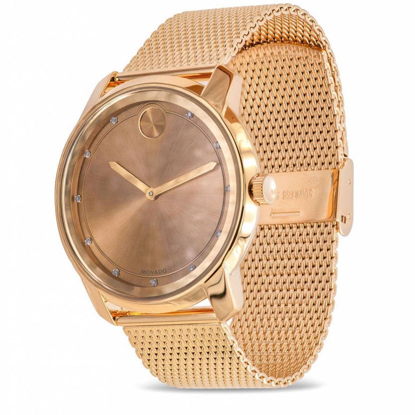 Movado Bold Diamonds Gold Dial Gold Mesh Bracelet Watch For Men - 3600460 Buy Now By Movado