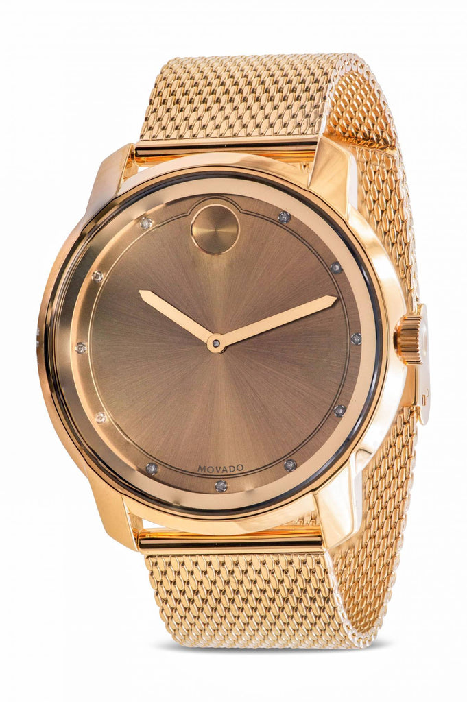 Movado Bold Diamonds Gold Dial Gold Mesh Bracelet Watch For Men - 3600460 Buy Now By Movado