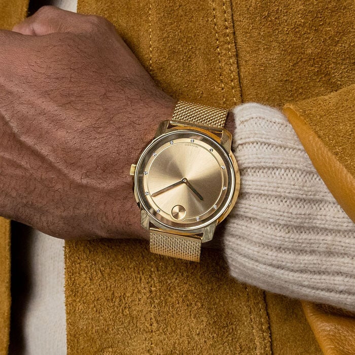 Movado Bold Diamonds Gold Dial Gold Mesh Bracelet Watch For Men - 3600460 Buy Now By Movado
