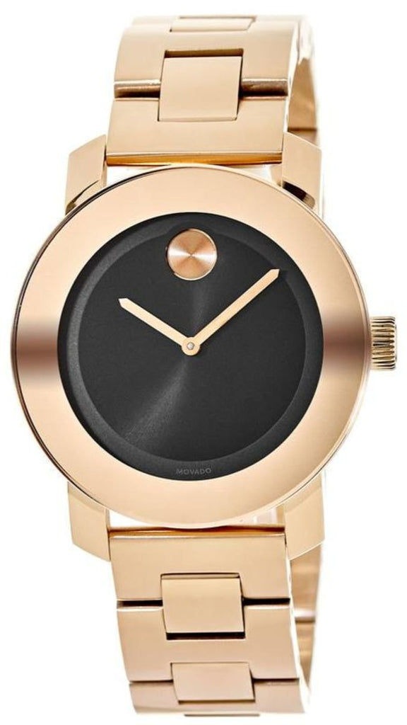 Movado Bold Black Dial Rose Gold Steel Strap Watch for Women - 3600463 Buy Now By Movado