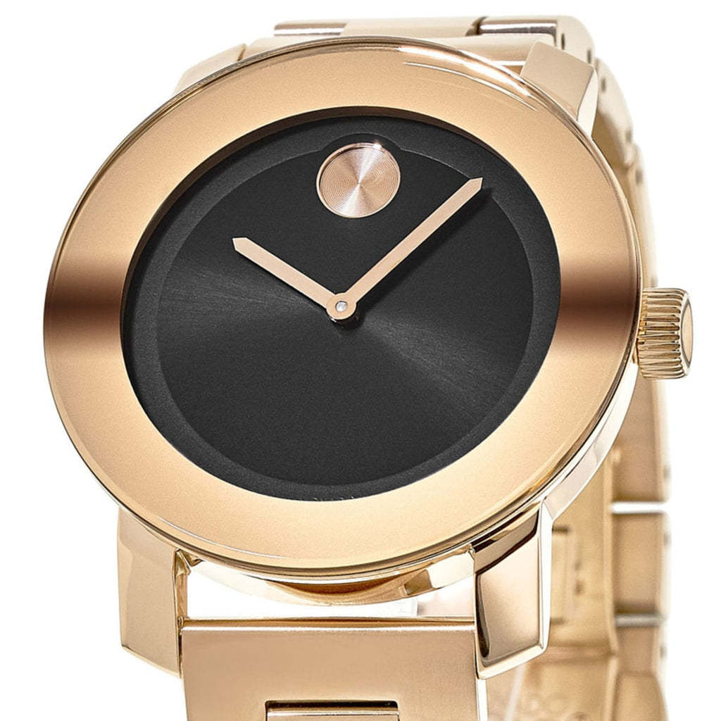 Movado Bold Black Dial Rose Gold Steel Strap Watch for Women - 3600463 Buy Now By Movado