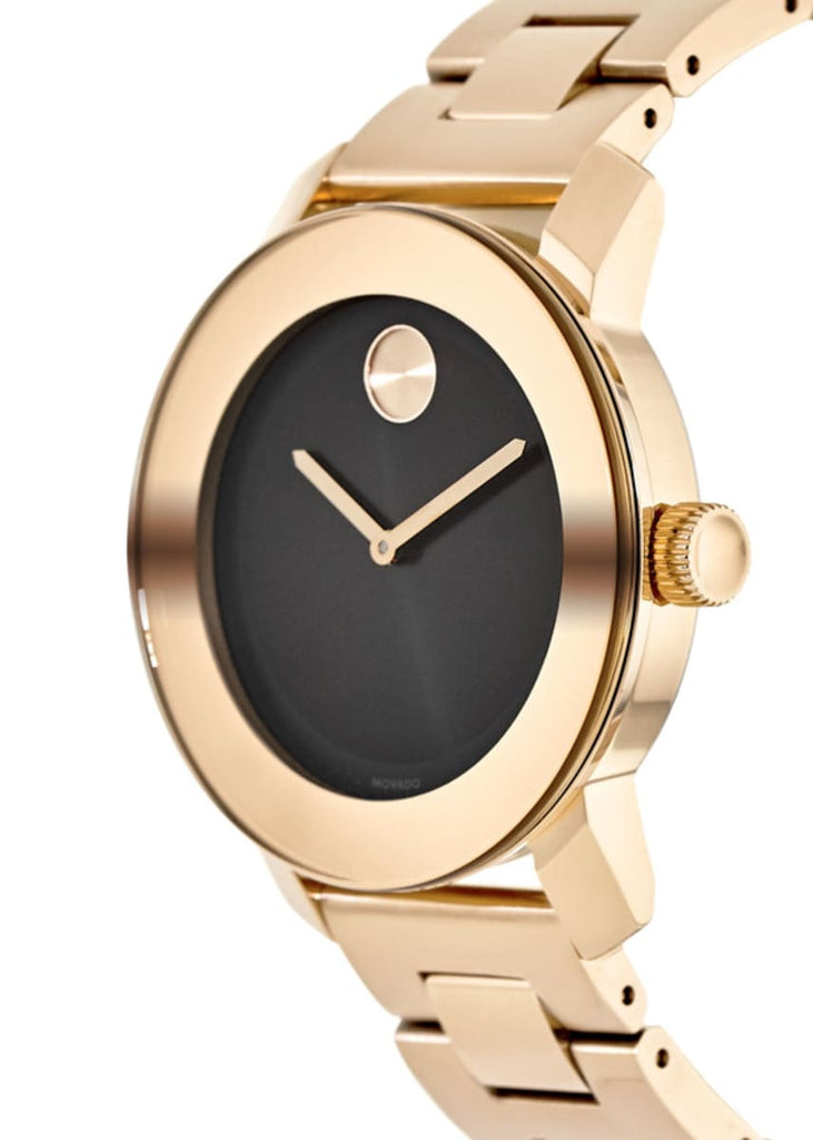 Movado Bold Black Dial Rose Gold Steel Strap Watch for Women - 3600463 Buy Now By Movado