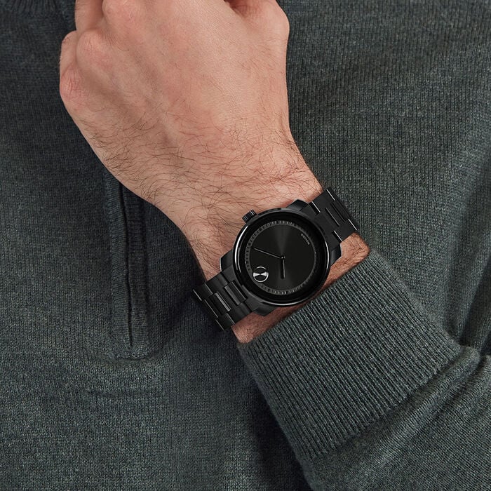 Movado Bold Black Dial Black Steel Strap Watch For Men - 3600047 Buy Now By Movado