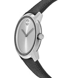 Movado Bold Silver Dial Black Leather Strap Watch For Men - 3600468 Buy Now By Movado