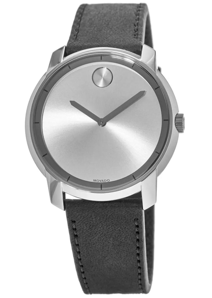 Movado Bold Silver Dial Black Leather Strap Watch For Men - 3600468 Buy Now By Movado