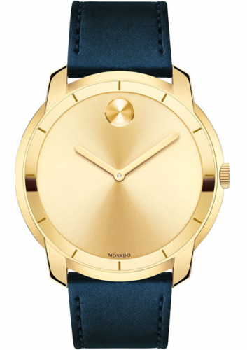 Movado Bold Gold Dial Blue Leather Strap Watch For Men - 3600469 Buy Now By Movado