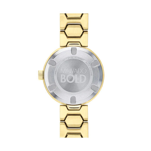 Movado Bold Crystal Gold Dial Gold Steel Strap Watch For Women - 3600492 Buy Now By Movado
