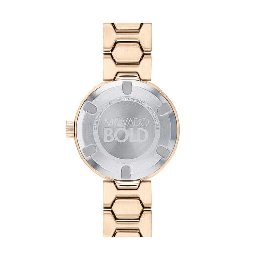 Movado Bold Crystal Pave Rose Gold Dial Rose Gold Steel Strap Watch For Women - 3600493 Buy Now By Movado