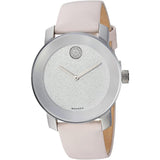 Movado Bold Glitter Silver Dial Pink Leather Strap Watch For Women - 3600522 Buy Now By Movado