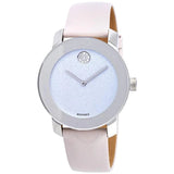 Movado Bold Glitter Silver Dial Pink Leather Strap Watch For Women - 3600522 Buy Now By Movado
