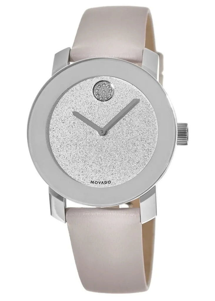 Movado Bold Glitter Silver Dial Pink Leather Strap Watch For Women - 3600522 Buy Now By Movado
