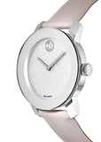 Movado Bold Glitter Silver Dial Pink Leather Strap Watch For Women - 3600522 Buy Now By Movado