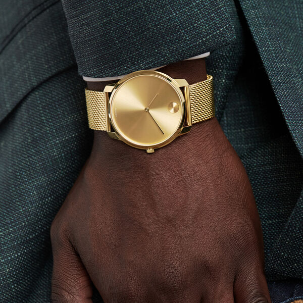 Movado Bold Gold Dial Gold Mesh Bracelet Watch For Men - 3600373 Buy Now By Movado