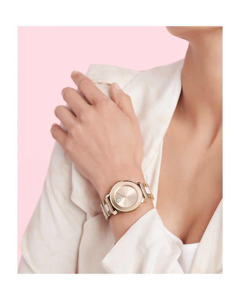Movado Bold Rose Gold Dial Two Tone Steel Strap Watch for Women - 3600639 Buy Now By Movado