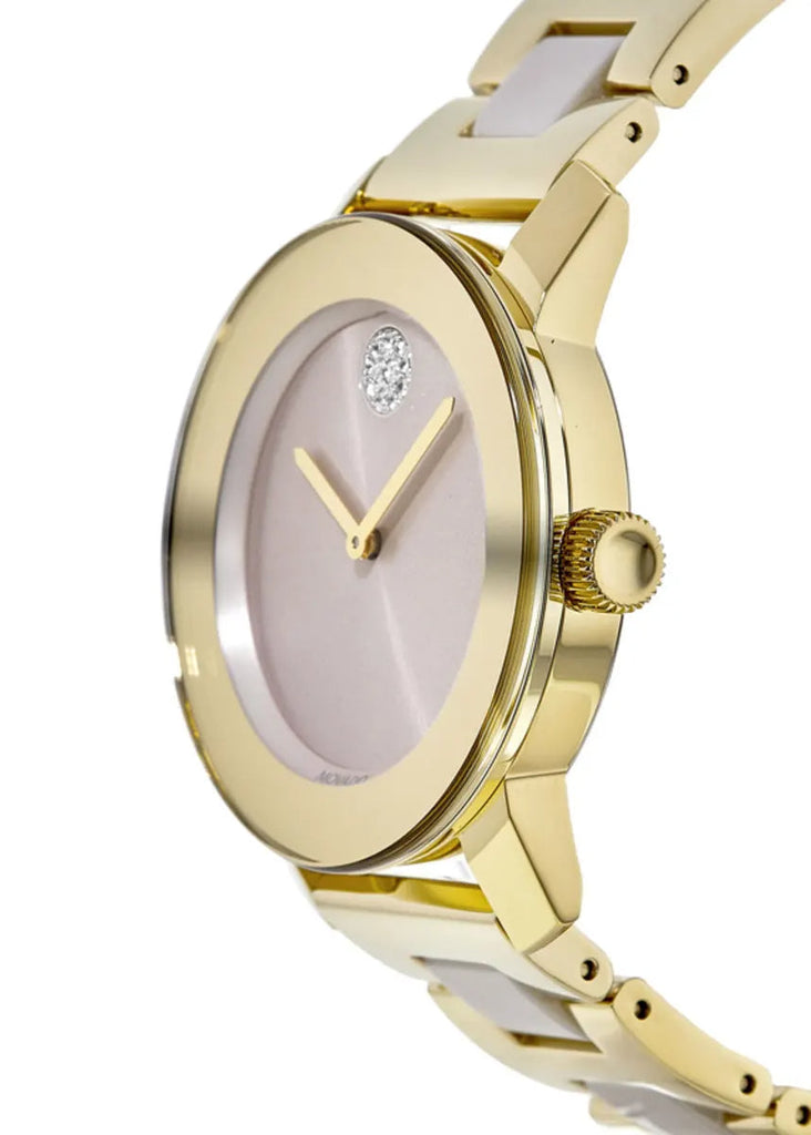 Movado Bold Beige Dial Two Tone Steel Strap Watch For Women - 3600640 Buy Now By Movado