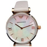 Emporio Armani Gianni T Bar Quartz Mother of Pearl Dial White Leather Strap Watch For Women - AR1965 Buy Now By Emporio Armani