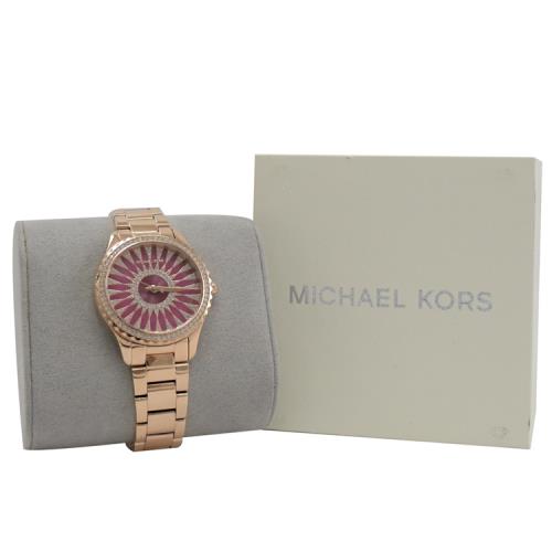 Michael Kors Layton Three Hand Red Dial Rose Gold Steel Strap Watch For Women - MK6893 Buy Now By Michael Kors