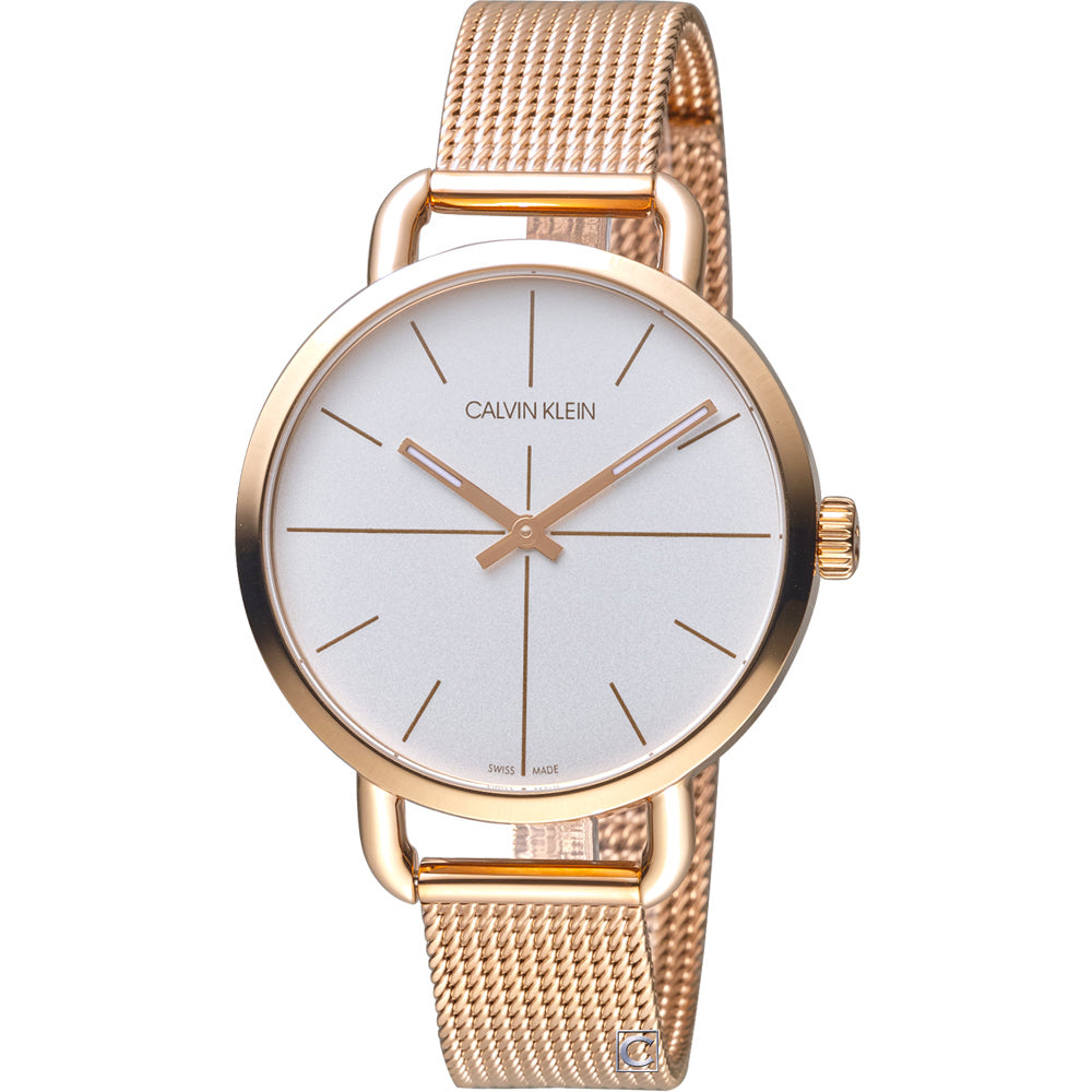 Calvin Klein Even White Dial Rose Gold Mesh Bracelet Watch for Women - K7B23626 Buy Now By Calvin Klein