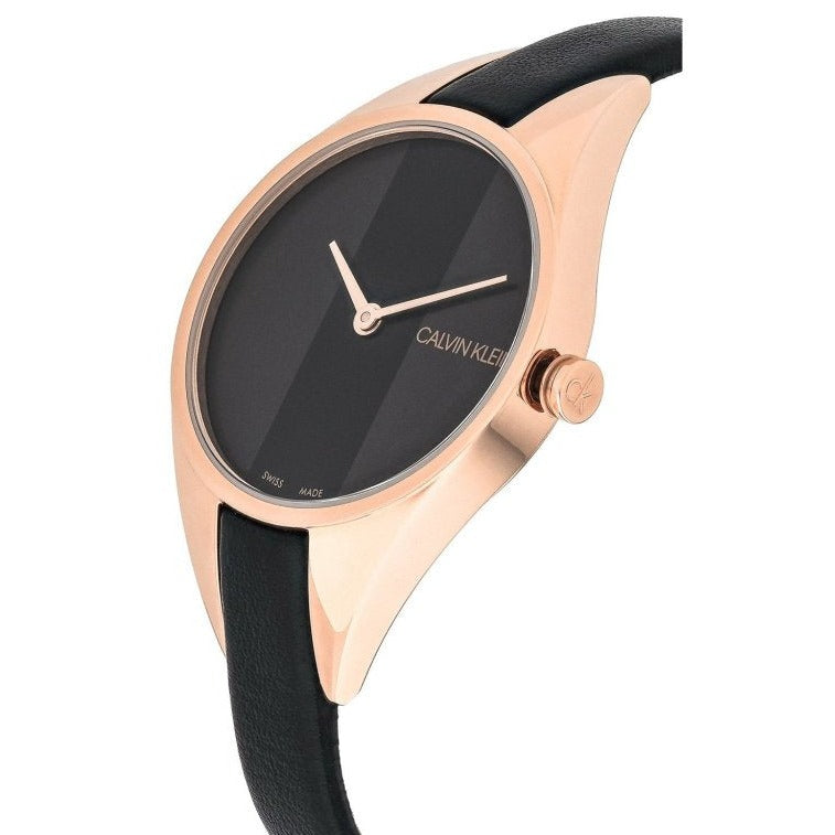 Calvin Klein Rebel Black Dial Black Leather Strap Watch for Women - K8P236C1 Buy Now By Calvin Klein