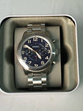 Fossil Pilot 54 Chronograph Navy Blue Dial Silver Steel Strap Watch for Men - FS5203 Buy Now By Fossil