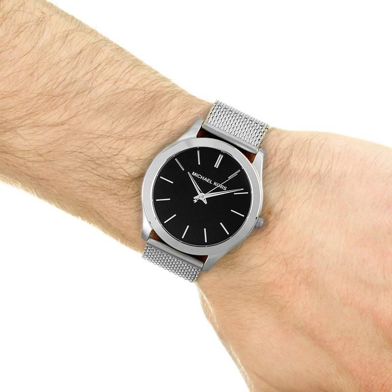Michael Kors Slim Runway Analog Black Dial Silver Mesh Bracelet Watch For Men - MK8606 Buy Now By Michael Kors