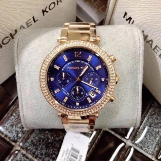 Michael Kors Parker Chronograph Blue Dial Gold Steel Strap Watch For Women - MK6262 Buy Now By Michael Kors