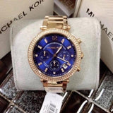 Michael Kors Parker Chronograph Blue Dial Gold Steel Strap Watch For Women - MK6262 Buy Now By Michael Kors
