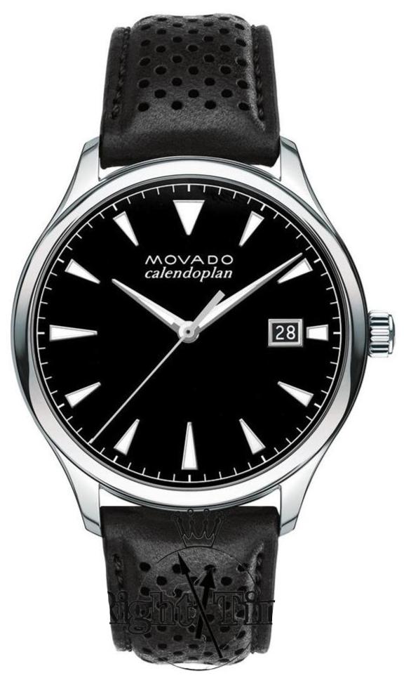 Movado Heritage Calendoplan Black Dial Black Leather Strap Watch for Men - 3650004 Buy Now By Movado