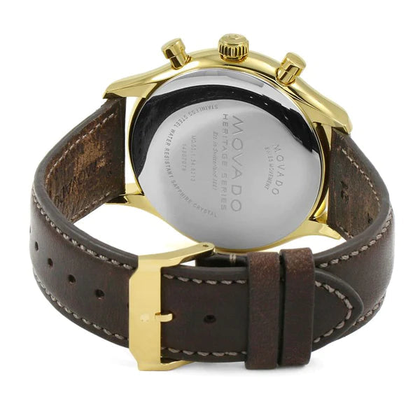 Movado Heritage Chronograph White Black Leather Strap Watch for Men - 3650007 Buy Now By Movado