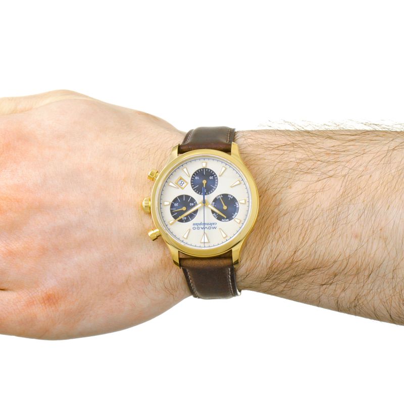 Movado Heritage Chronograph White Black Leather Strap Watch for Men - 3650007 Buy Now By Movado