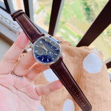 Movado Heritage Moonphase Blue Dial Brown Leather Strap Watch For Women - 3650009 Buy Now By Movado