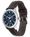 Movado Heritage Moonphase Blue Dial Brown Leather Strap Watch For Women - 3650009 Buy Now By Movado
