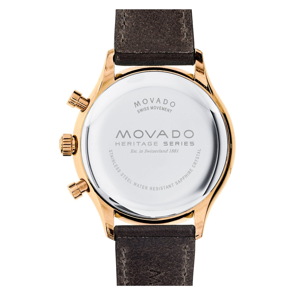 Movado Heritage Calendoplan Chronograph Black Dial Brown Leather Strap Watch for Men - 3650021 Buy Now By Movado