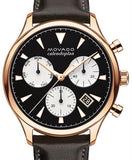 Movado Heritage Calendoplan Chronograph Black Dial Brown Leather Strap Watch for Men - 3650021 Buy Now By Movado