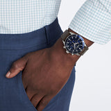 Movado Heritage 29mm Chronograph Blue Dial Brown Leather Strap Watch For Men - 3650061 Buy Now By Movado
