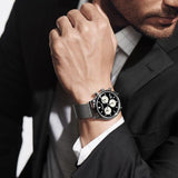 Movado Heritage Calendoplan Chronograph Black Dial Silver Mesh Strap Watch for Men - 3650097 Buy Now By Movado