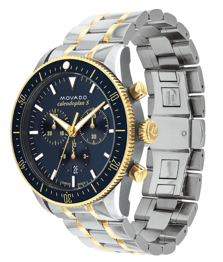 Movado Heritage Calendoplan Chronograph Blue Dial Two Tone Steel Strap Watch For Men - 3650126 Buy Now By Movado