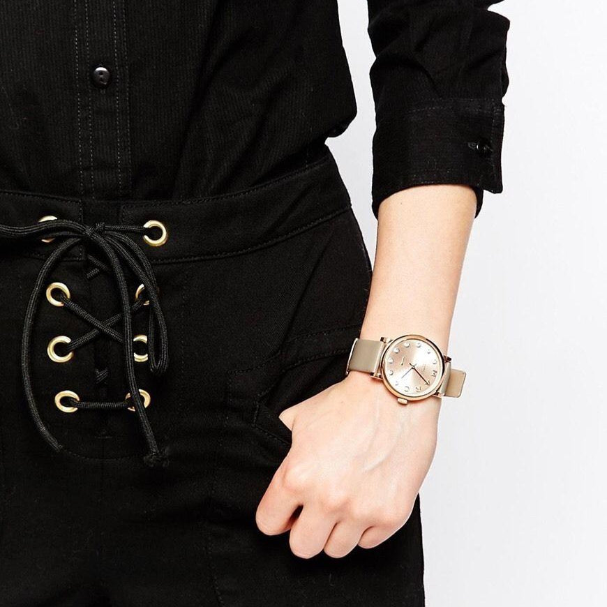 Marc Jacobs Baker Rose Gold Dial Grey Leather Strap Watch for Women - MBM1400 Buy Now By Marc Jacobs