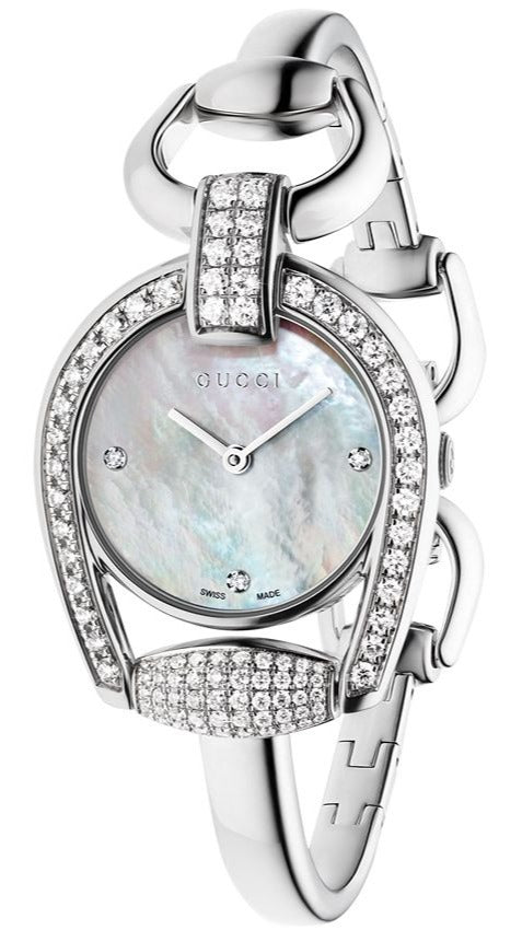 Gucci Horsebit Collection Diamonds Mother of Pearl Dial Silver Steel Strap Watch For Women - YA139505 Buy Now By Gucci