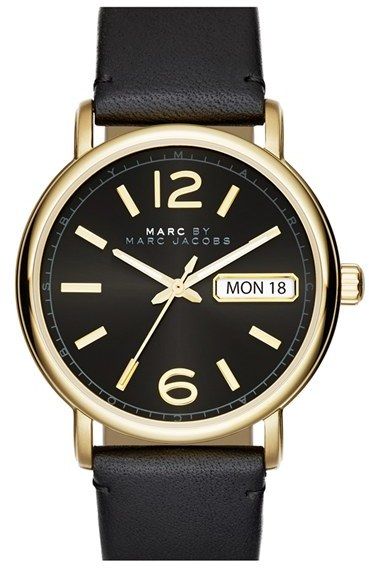 Marc Jacobs Fergus Black Dial Black Leather Strap Watch for Women - MBM8651 Buy Now By Marc Jacobs