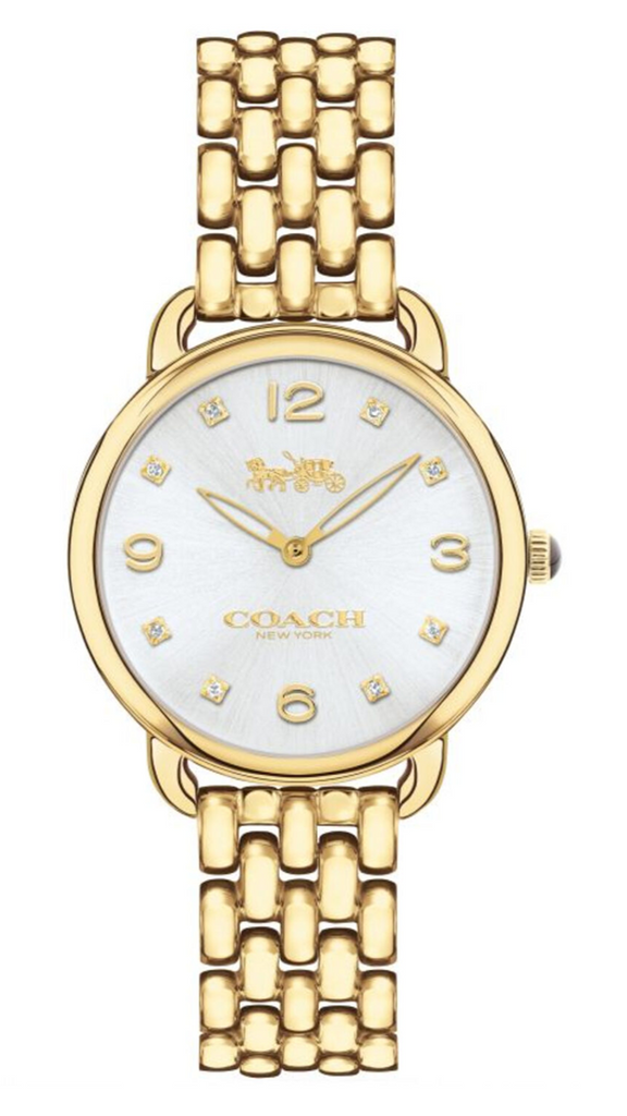 Coach Delancey Slim Silver Dial Gold Steel Strap Watch For Women - 14502782 Buy Now By Coach
