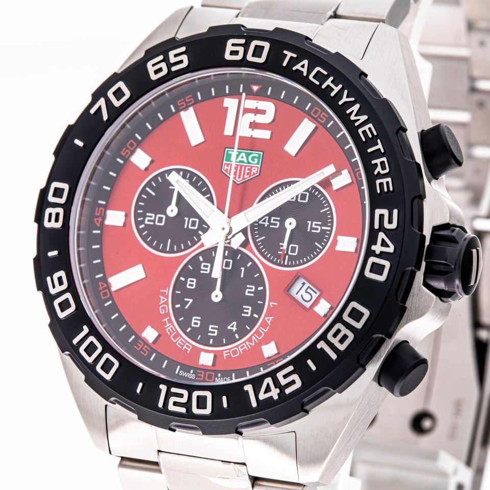 Tag Heuer Formula 1 Chronograph Red Dial Silver Steel Strap Watch for Men - CAZ101AN.BA0842 Buy Now By Tag Heuer