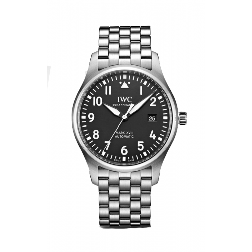 IWC Pilot’s Watch Mark XVIII Black Dial Silver Steel Strap Watch for Men - IW327015 Buy Now By IWC