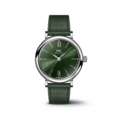 IWC Portofino Automatic Automatic Green Dial Green Leather Strap Watch for Women - IW357412 Buy Now By IWC