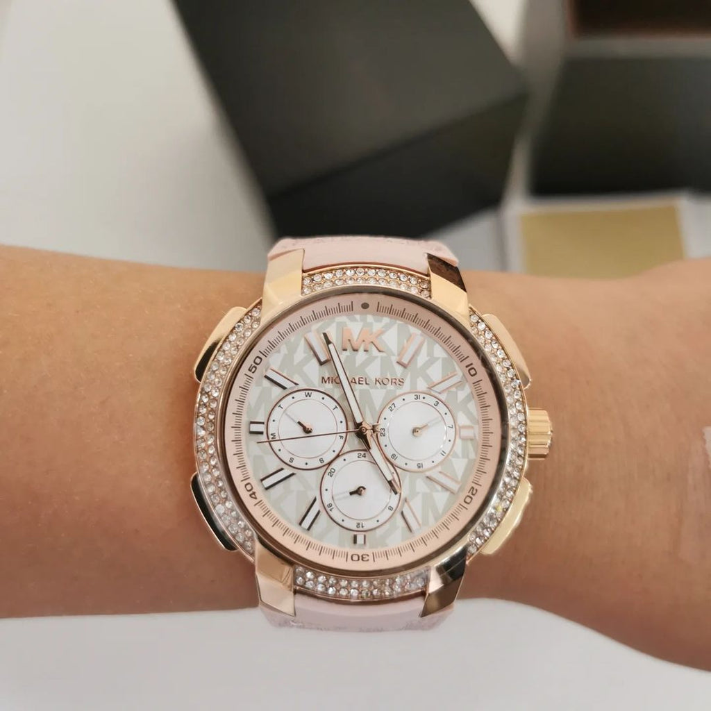 Michael Kors Sidney Multifunction White Dial Pink Silicone Strap Watch For Women - MK7222 Buy Now By Michael Kors