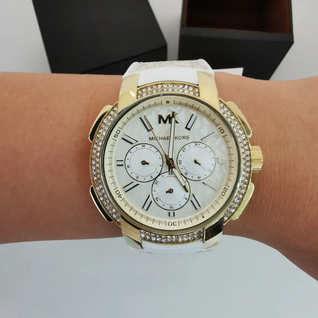 Michael Kors Sydney Quartz White Dial White Leather Strap Watch For Women - MK7221 Buy Now By Michael Kors