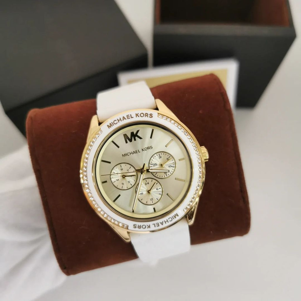 Michael Kors Jessa Quartz Gold Dial White Silicone Strap Watch For Women - MK7267 Buy Now By Michael Kors