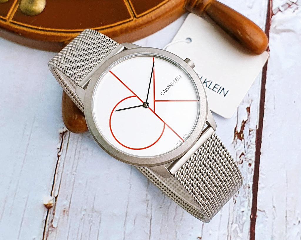 Calvin Klein Minimal White Dial Silver Mesh Bracelet Watch for Men - K3M51152 Buy Now By Calvin Klein