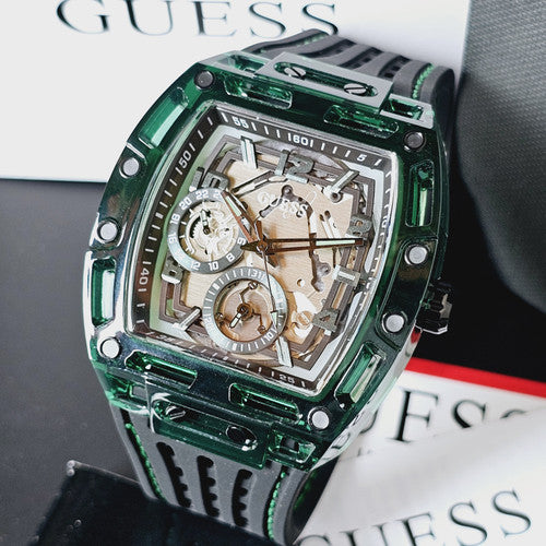 Guess Phoenix Analog Black Dial Black Silicone Strap Watch For Men- GW0499G7 Buy Now By Guess